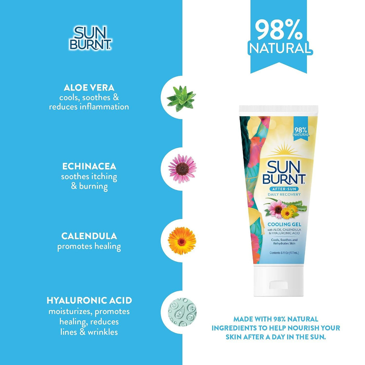 EMCW9 Ultra Hydrating Aloe Vera Gel by Sunburnt 6 Ounce,Clear,SUNB21006