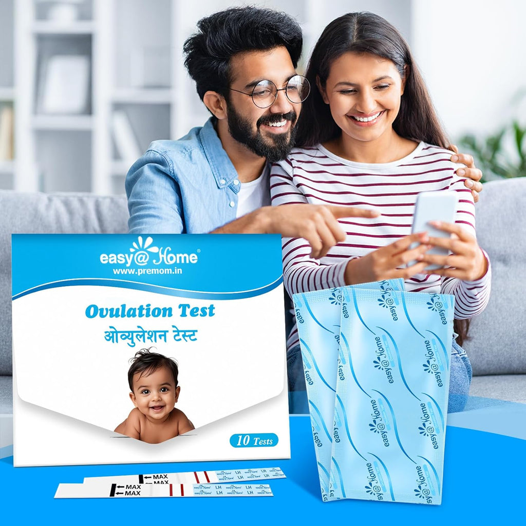 Easy@Home Ovulation Test Kit for Women, 10 Pack LH Test Strips, Fertility Predictor for Pregnancy Planning, Ovulation Tracker Powered by Premom iOS and Android App