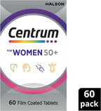 Centrum Women 50+, Multi Vitamin & Minerals Supplement, 60 Tablets | Supports Immunity, Cognition, Bone Health + Post Menopausal Health