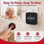 CallToU Caregiver Pager, Call Button for Elderly, Call Bell, 1+1 Black