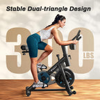 MERACH Exercise Bike, Magnetic Friction Stationary Bike with Brake Pad | Low Noise Indoor Cycling Bike with Exclusive App, 300lbs Weight Capacity, Tablet Mount and Fitness Courses for Weight Loss