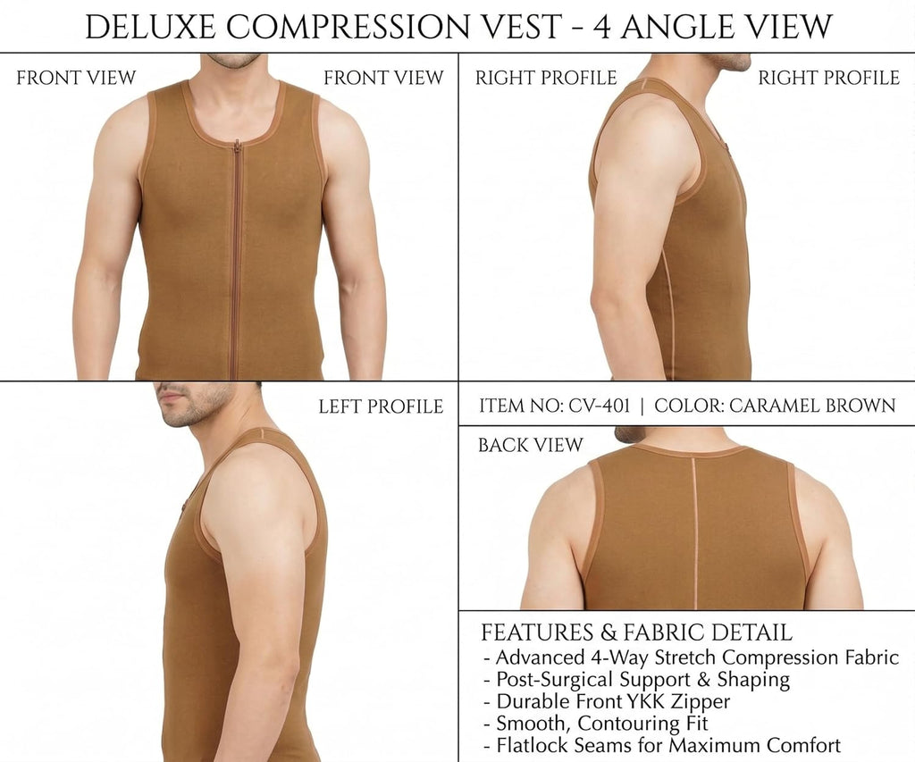Gynecomastia Full Vest Medical Compression Jacket for Post Surgery Chest Support – Breathable Adjustable Recovery Jacket Medical Compression Full Supporter Post Operative Vest Support 1pcs