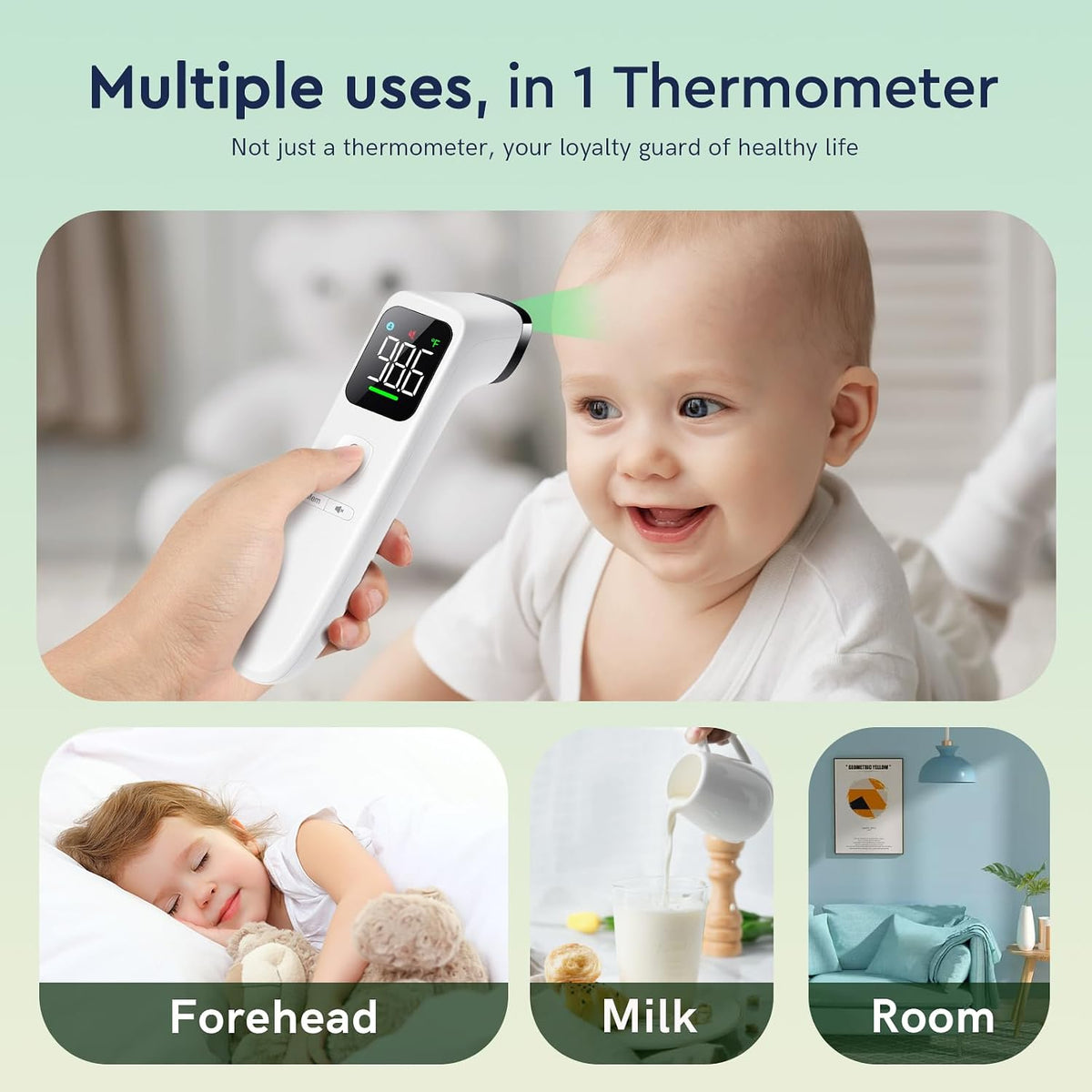 Viproud Touchless Thermometer for Kids and Adults, Accurate 1-Second Result | Large LED Screen, Fever Indicator, Mute Mode, Memory Recall, Dule Mode Forehead/Object, for All Ages