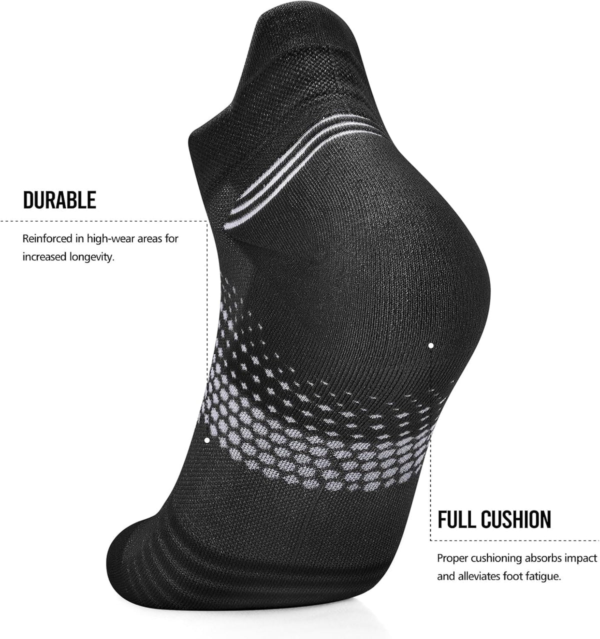 PAPLUS Ankle Compression Socks for Women, 6 Pairs Cushioned Running Socks | Athletic Socks for Women with Arch Support for Hiking, Walking, Camping, Climbing, Jogging, Traveling and Daily Wear