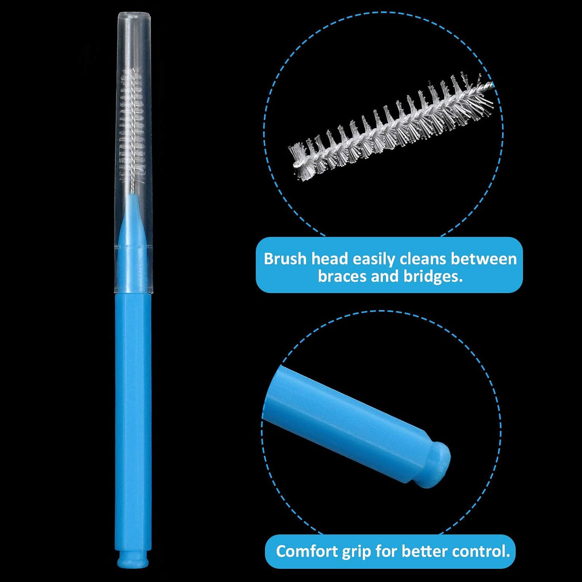 Patelai 100 Pcs Braces Dental Brushes,Bright Colors,Multiple Sizes | Interdental Toothpick Bristle Dental Picks for Cleaner Tooth Flossing Head Oral Hygiene Flosser Toothpick Cleaners Tooth Tool