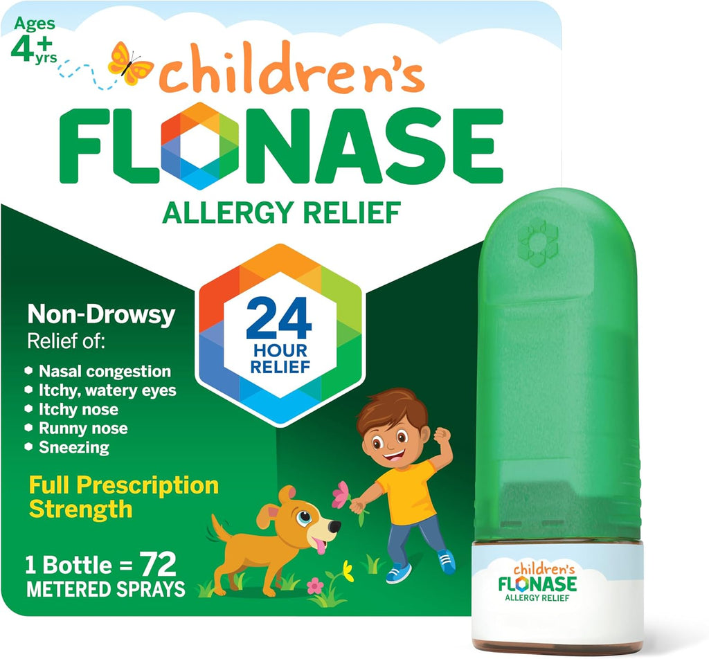 Flonase Children’s Allergy Relief Nasal Spray, 72 Sprays | Fluticasone Propionate Nasal Spray, Multi-Symptom Relief, 24-Hour Non-Drowsy Allergy Relief, Full Prescription Strength