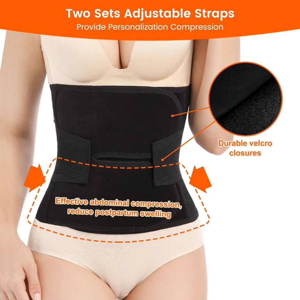 Trendyline Postpartum Belly Band Wrap: Abdominal Binder for Post Surgery | Back Support with Adjust Belly Compression Help Improve Posture & Relieve Back Pain Post C-Section While Getting Up & Feeding