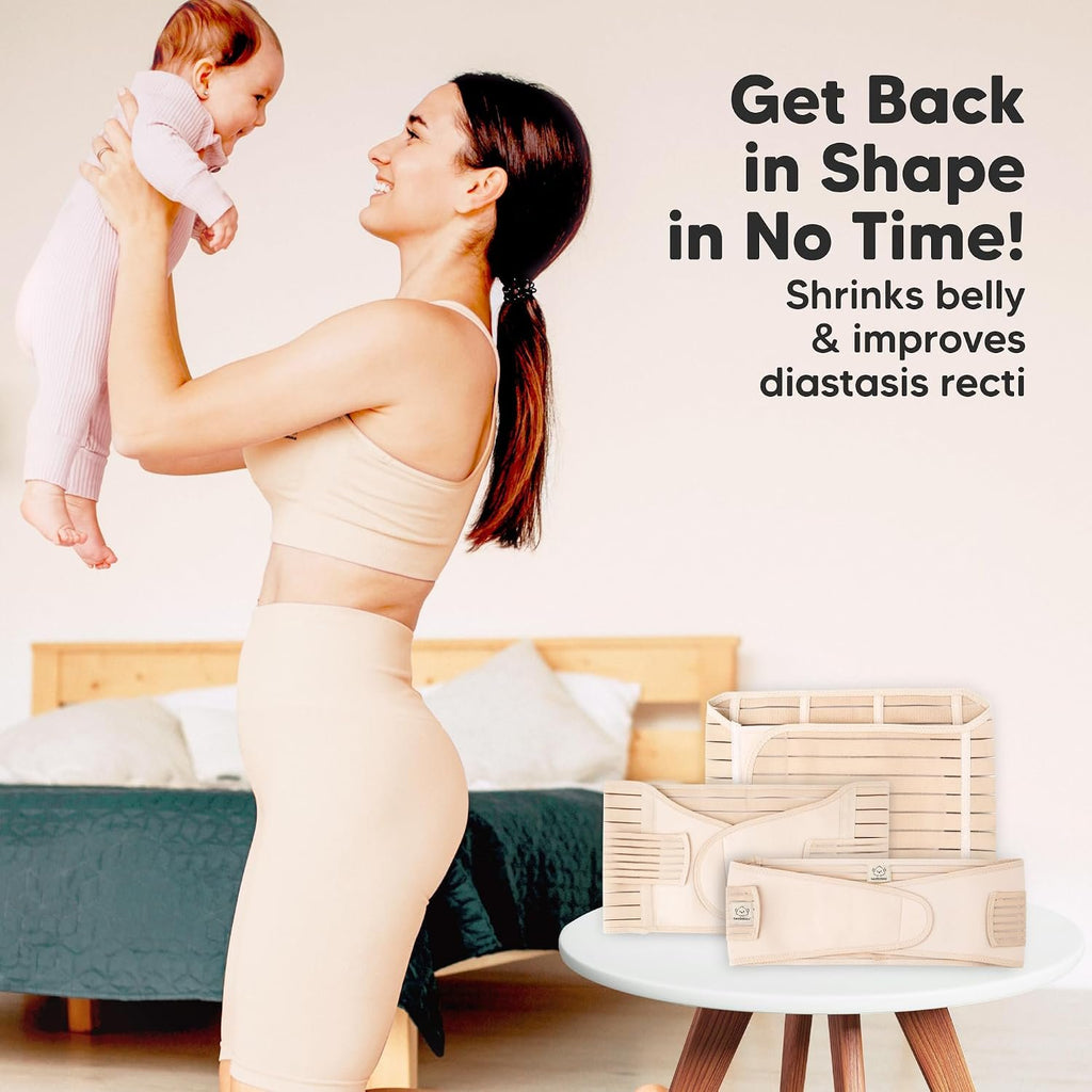 3 in 1 Postpartum Belly Support Recovery Wrap Band (Classic Ivory, M/L) | Postpartum Belly Band, After Birth Brace, Slimming Girdles, Body Shaper Waist Shapewear, Post Surgery Pregnancy Belly Support