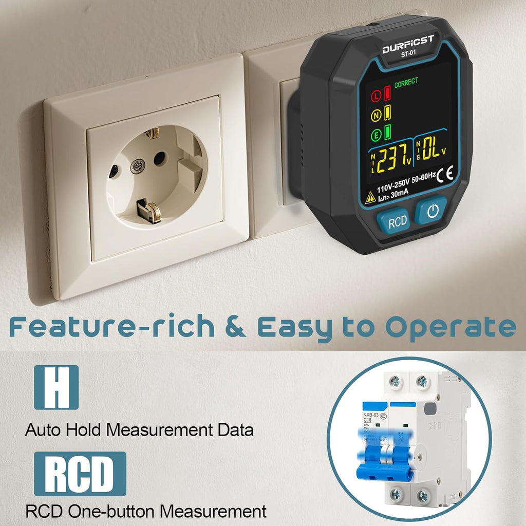 DURFICST Home Test Kit, Hygrometer, Laser Distance Meter and Combination Socket Tester, Humidity Detection, Laser Distance Meter and Socket Tester