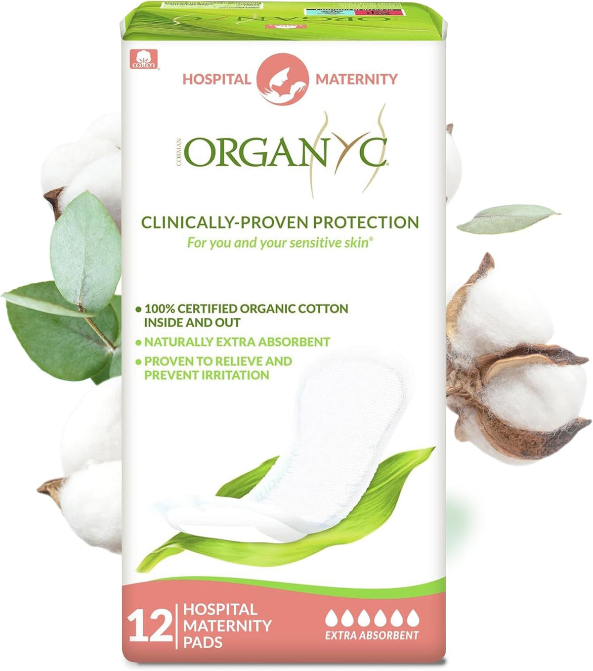 Organyc Pads - Maternity First Days, 12 count