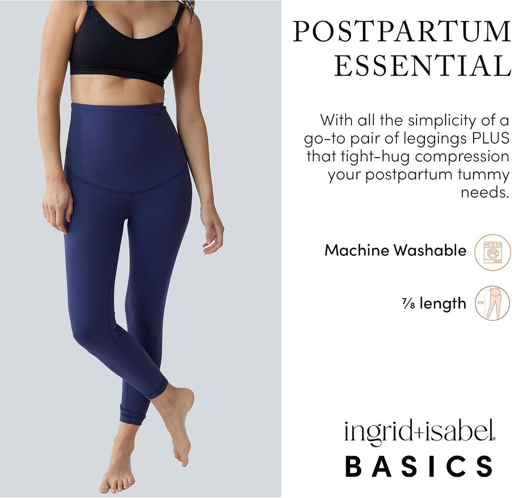 Ingrid & Isabel | Basics Postpartum Compression Leggings | Postpartum Leggings for Tummy Control & Support
