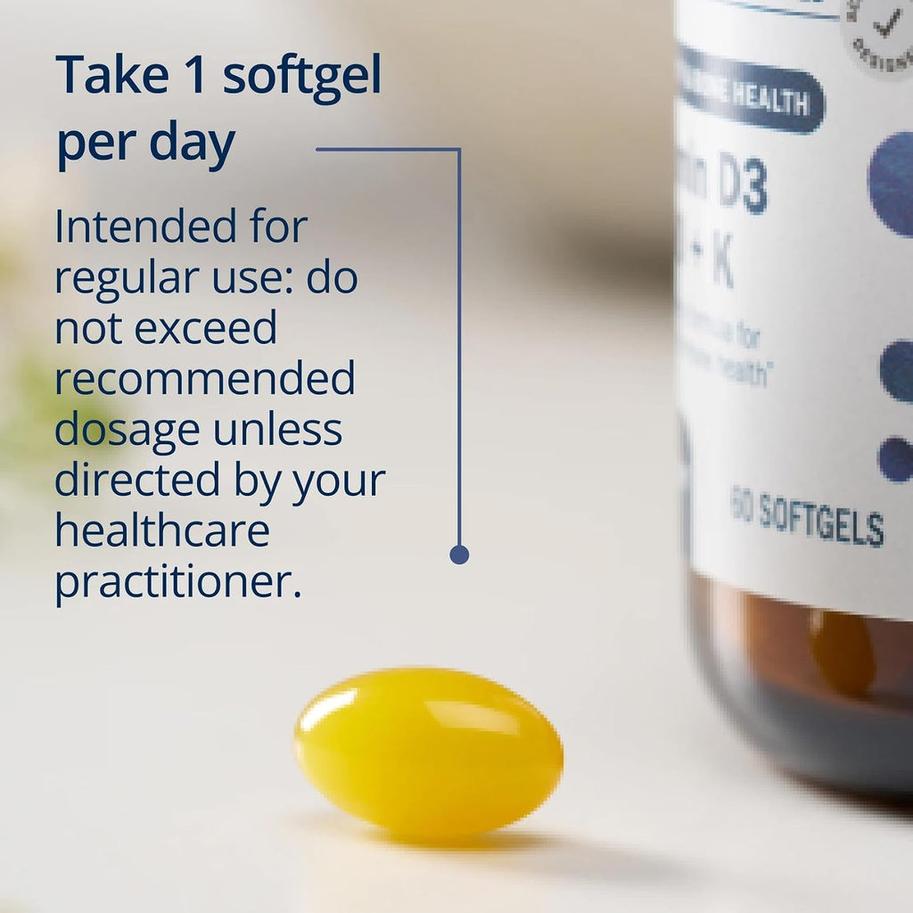 Metagenics Vitamin D3 and Vitamin K2 5,000 IU with MK-7- Vitamin D3 with K2 for Immune Support, Bone & Heart Health-Non-GMO, Gluten-Free-60 Softgels