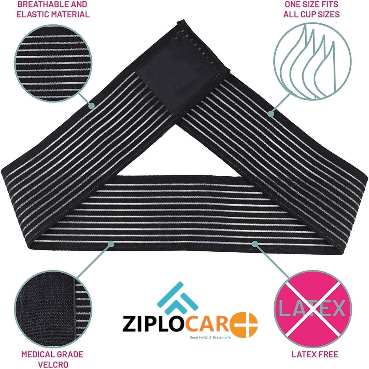 Women Breast Band Reduction Strap With Compression Bandage For Medical Chest Support And Post Surgery Augmentation (Black) [Free SIze]