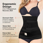 KeaBabies 3 in 1 Postpartum Belly Support Recovery Wrap - Belly Band for Postnatal, Pregnancy, Maternity - Girdles for Women Body Shaper (Midnight Black, M/L)