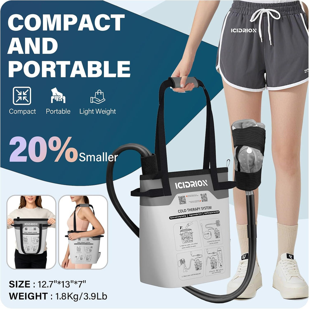 Quiet Ice Machine for Knee After Surgery, Programmable & Portable | FSA-HSA: Cold Therapy Machine for Knee Pain Relief, Cryotherapy System for ACL/TKR, Sports Training & Home Use