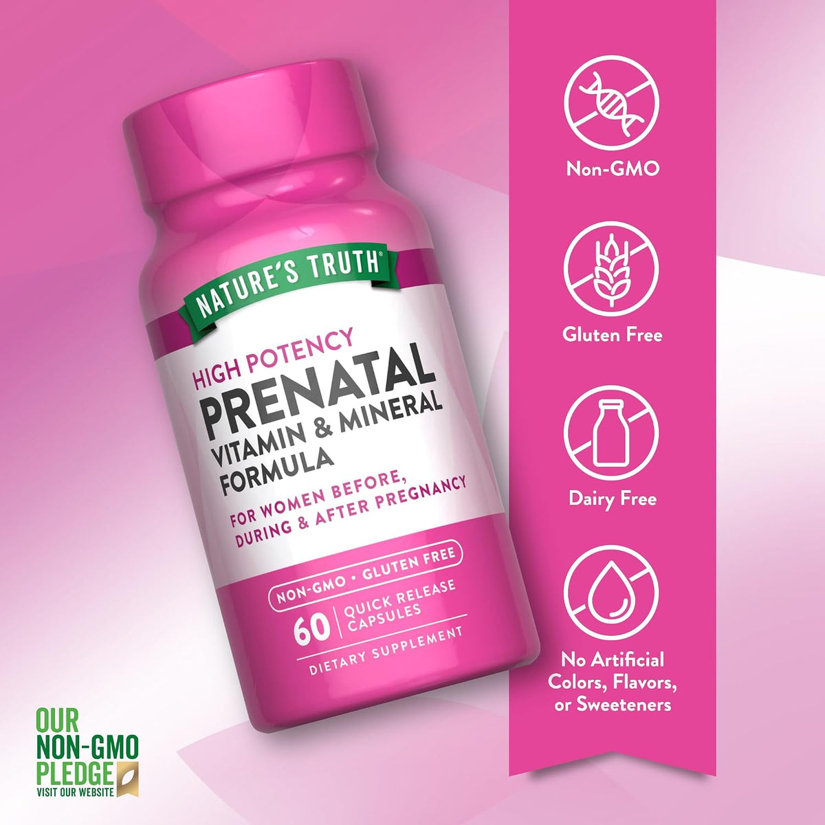 Nature's Truth Prenatal Vitamins with Folic Acid | 60 Capsules