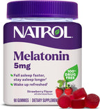 Natrol Melatonin 5 mg Gummies, Sleep Support for Adults, 90 Count | Supplement to Fall Asleep Faster & Stay Asleep Longer, Wake Up Refreshed, 100% Drug-Free, Strawberry-flavored, 90 Day Supply