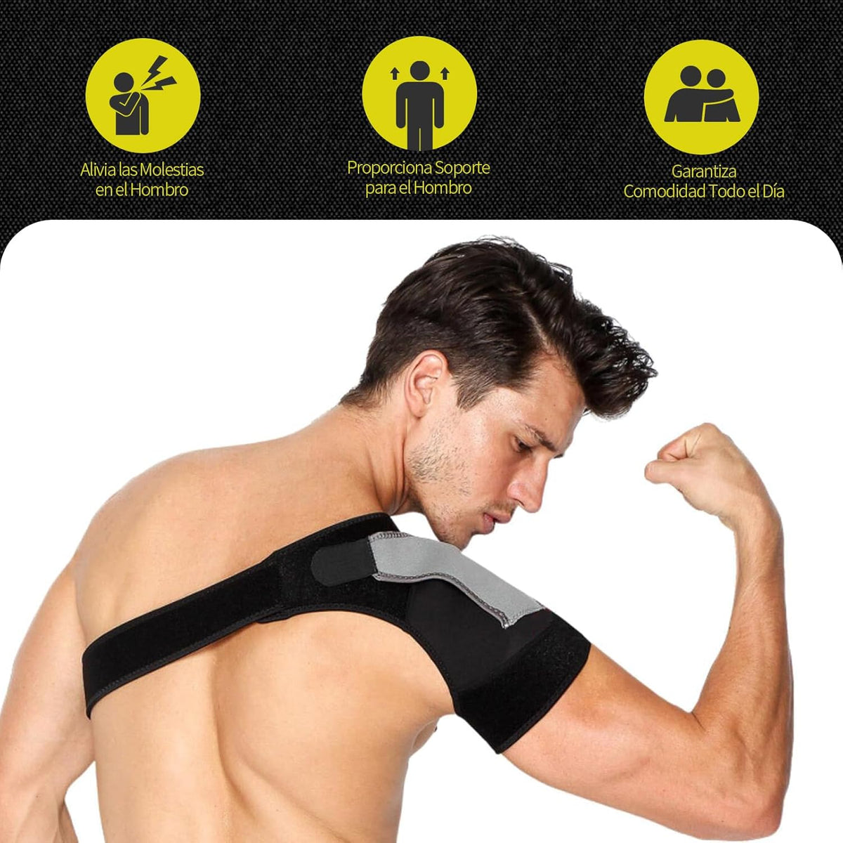 Shoulder Brace for Women and Men - Adjustable, Comfortable and Lightweight, Shoulder Bandage Ideal for Pain, Sprain and Increased Stability, One Size (Left)