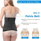 3 in 1 Postpartum Support - Recovery Belly/Waist/Pelvis Belt Shapewear (One Size (US 4-12), Black)