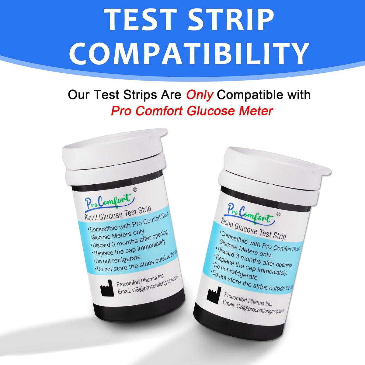 Glucose Test Strips 100 Count Blood Sugar Test Strip Used with Pro Comfort Glucose Monitor Only No Coding Design