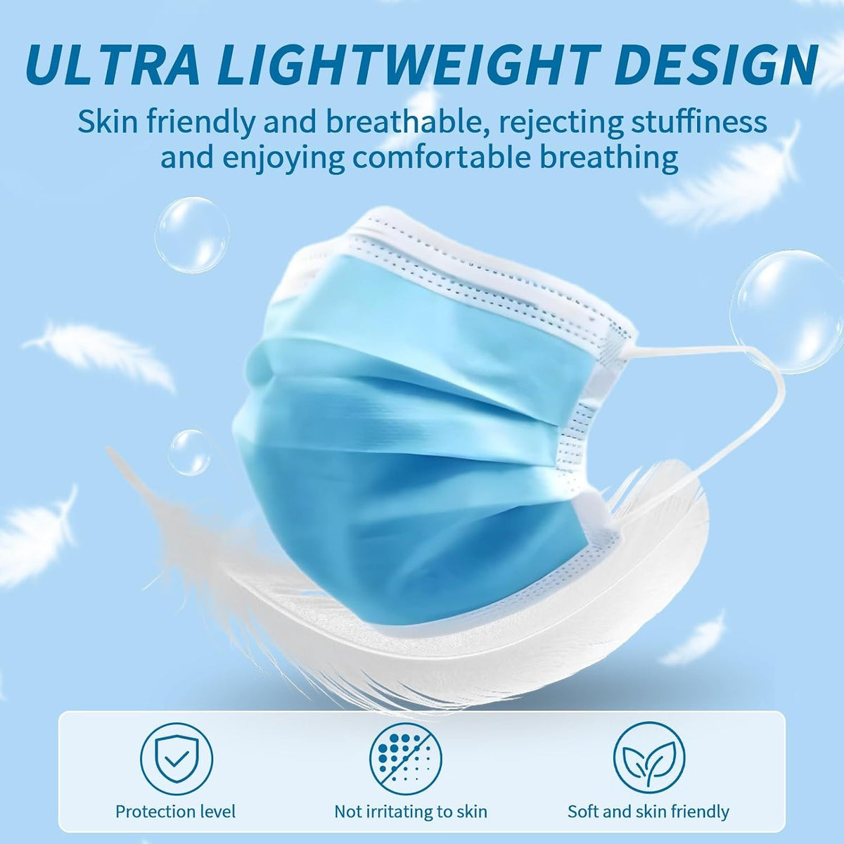 Blue Disposable Face Masks 100 pcs