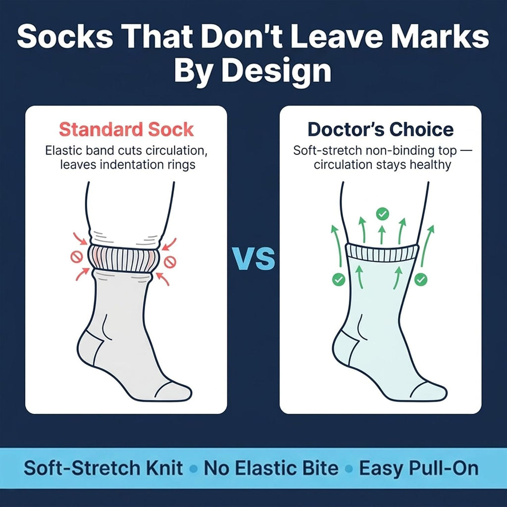 Doctor's Choice Diabetic Crew Socks for Men, Non-Binding Top, Seamless Toe | Fully Cushioned Footbed, Moisture-Wicking Fabric, Four-Way Stretch