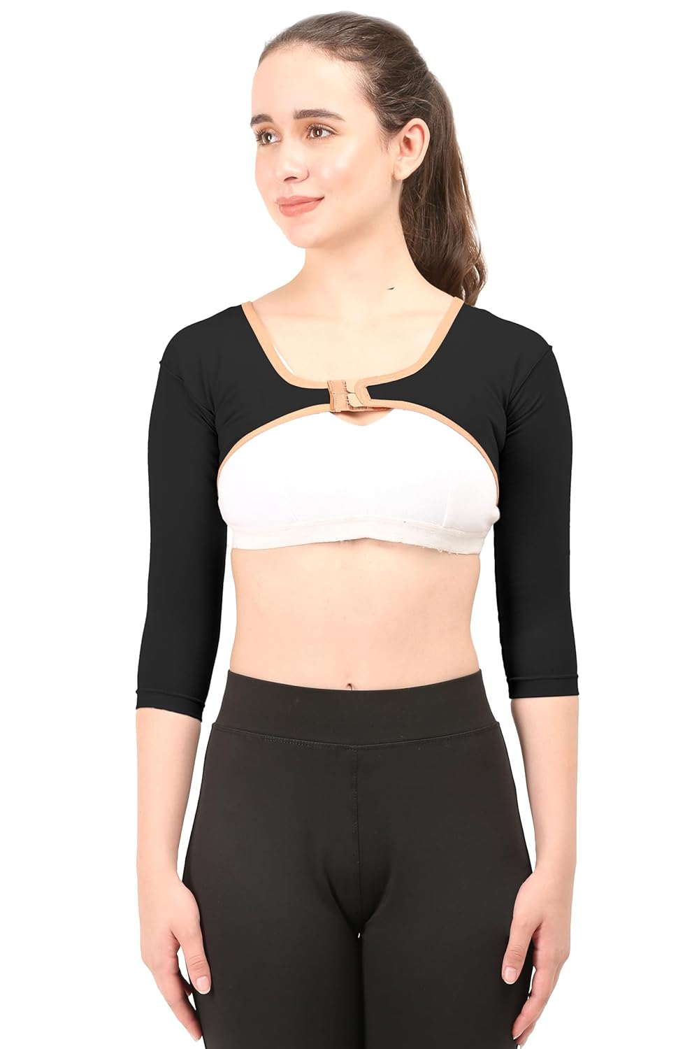 Post Liposcution Arm Compression Garment || MICROPOLY FABRIC || Slimming Sleeves || Arms Posture Corrector || Shapewear || Post Surgical Arms Support (Black, L)