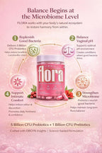 Flora Vaginal Probiotics For Women UTI infections - Intimate discomfort - Vaginal Odor - Vaginal Flora- vaginal health - With Prebiotics Lactobacillus Cranberry Neem & Hibiscus Extracts 60 Capsules