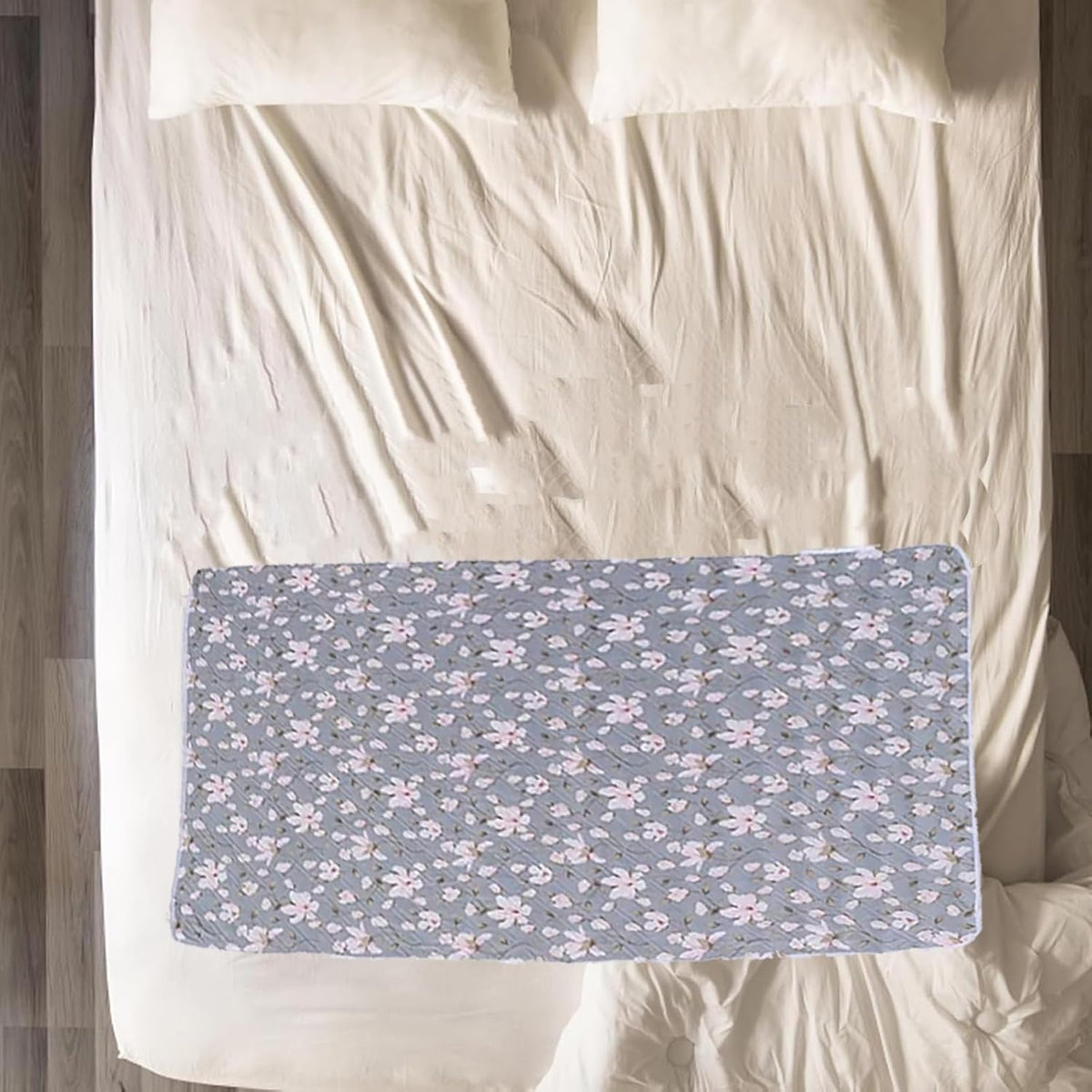 2 PCS Incontinence Pads, Waterproof Bed Pad, Incontinence Pads Women, Floral Design Bed Pads, Reusable Washable Waterproof Protection for Adults, Elderly and Hospital Use, 70 X 90 Cm