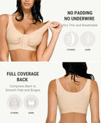 FeelinGirl Post Surgery Compression Bra for Women's Front Closure Bra with Adjustable Straps Wirefree