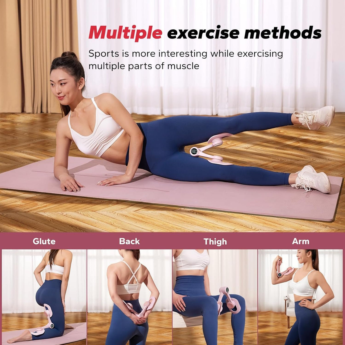 MERACH Pelvic Floor Exercise Devices, Thigh Trainer with Display Counter | LED Display, Easy Shape, Quickly Activates Leg and Pelvic Floor Muscles, 360° Rotation Function, Cut-out Design for Comfort