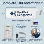 Smart Caregiver Bed Alarm for Elderly Adults, Alerts You When They Get Up | Fall prevention system, weight-sensing pad, incontinence resistant, battery included, USA Company and Customer Service