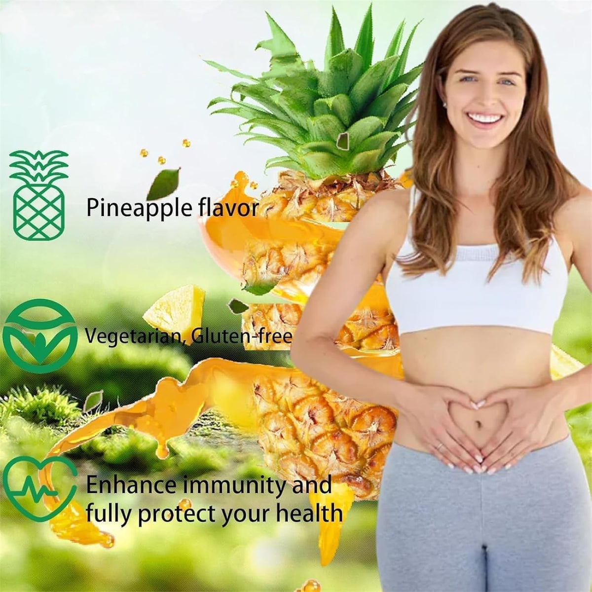 Premium Feminine Balance Gummies - for Women’s Health & Wellness - Immune Support - Vegan, Gluten-Free & Halal - Hawaiian Pineapple - 60 Gummies - 30 Servings