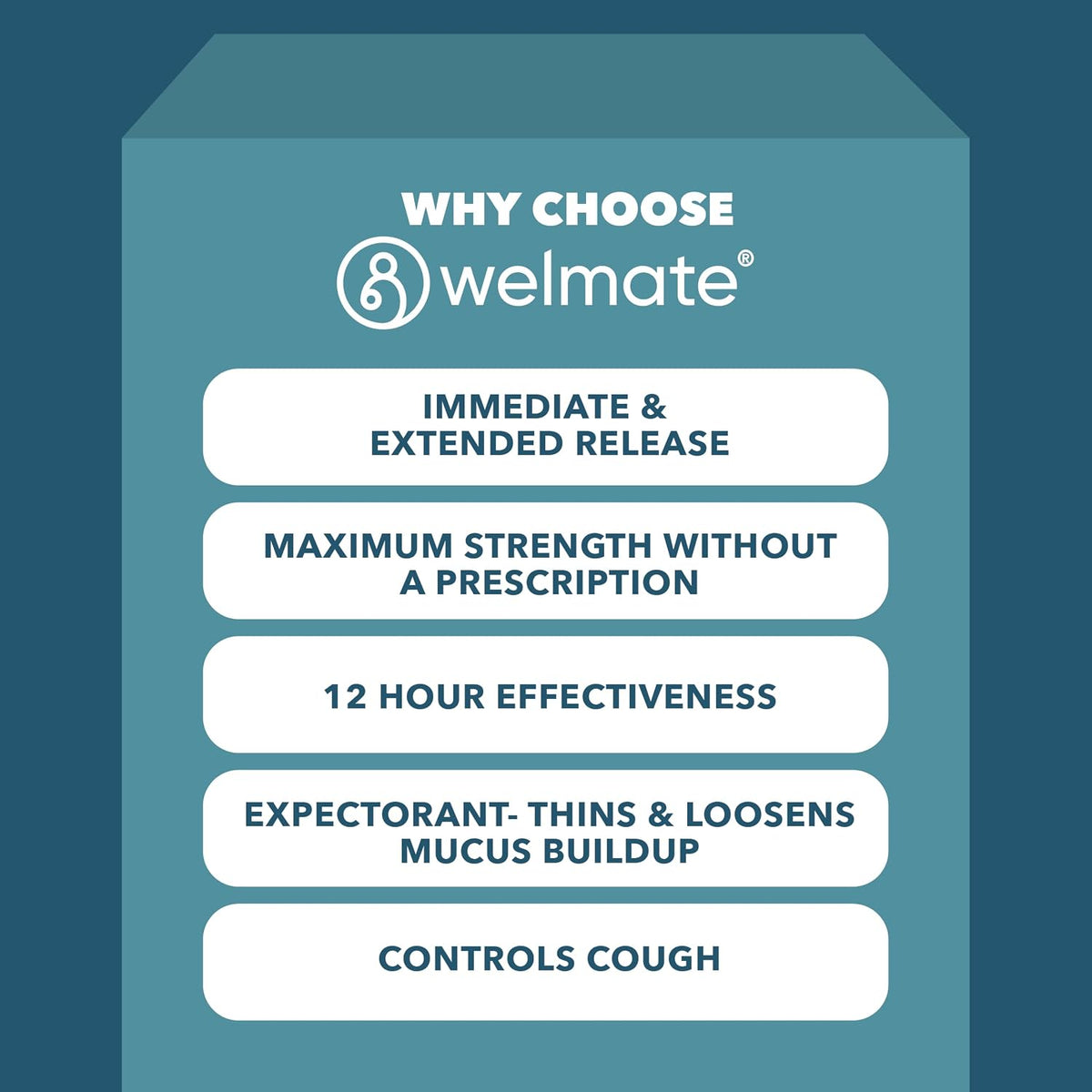 WELMATE Max Strength 12Hr Mucus Relief DM Cough Suppressant, 98 Tablets