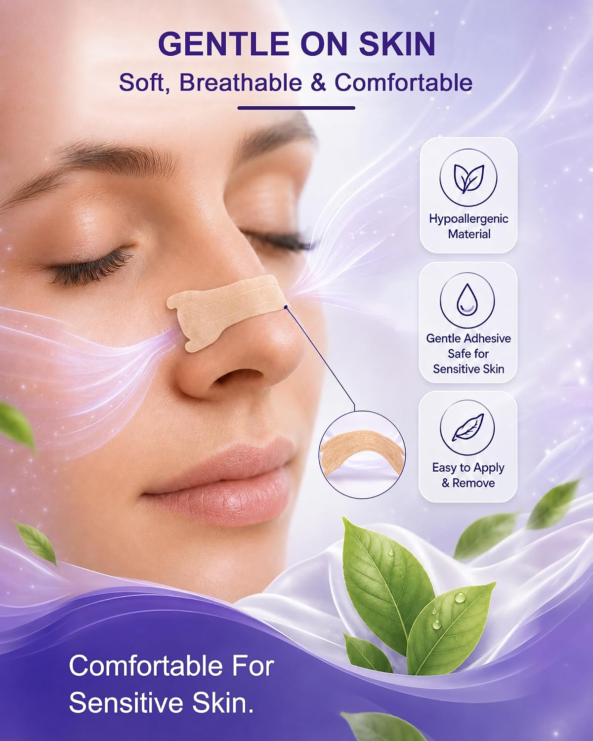 Extra Strength Nasal Strips for Snoring and Nasal Congestion Relief,Drug-Free Breath Better Nose Strips with Strong Adhesive,50% Stronger Lift,Clear Comfortable Design for Sensitive Skin,60 PCS