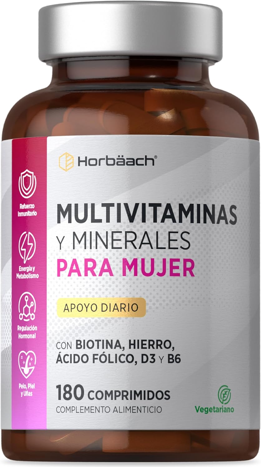 Women's Multivitamins | Energy | Hormonal Balance | Immunity | Hair Skin & Nails | Bones | 180 Tablets with Iron, Vitamin B6, Biotin & More! | Vegetarian | Horbaach