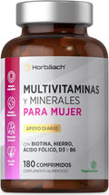 Women's Multivitamins | Energy | Hormonal Balance | Immunity | Hair Skin & Nails | Bones | 180 Tablets with Iron, Vitamin B6, Biotin & More! | Vegetarian | Horbaach