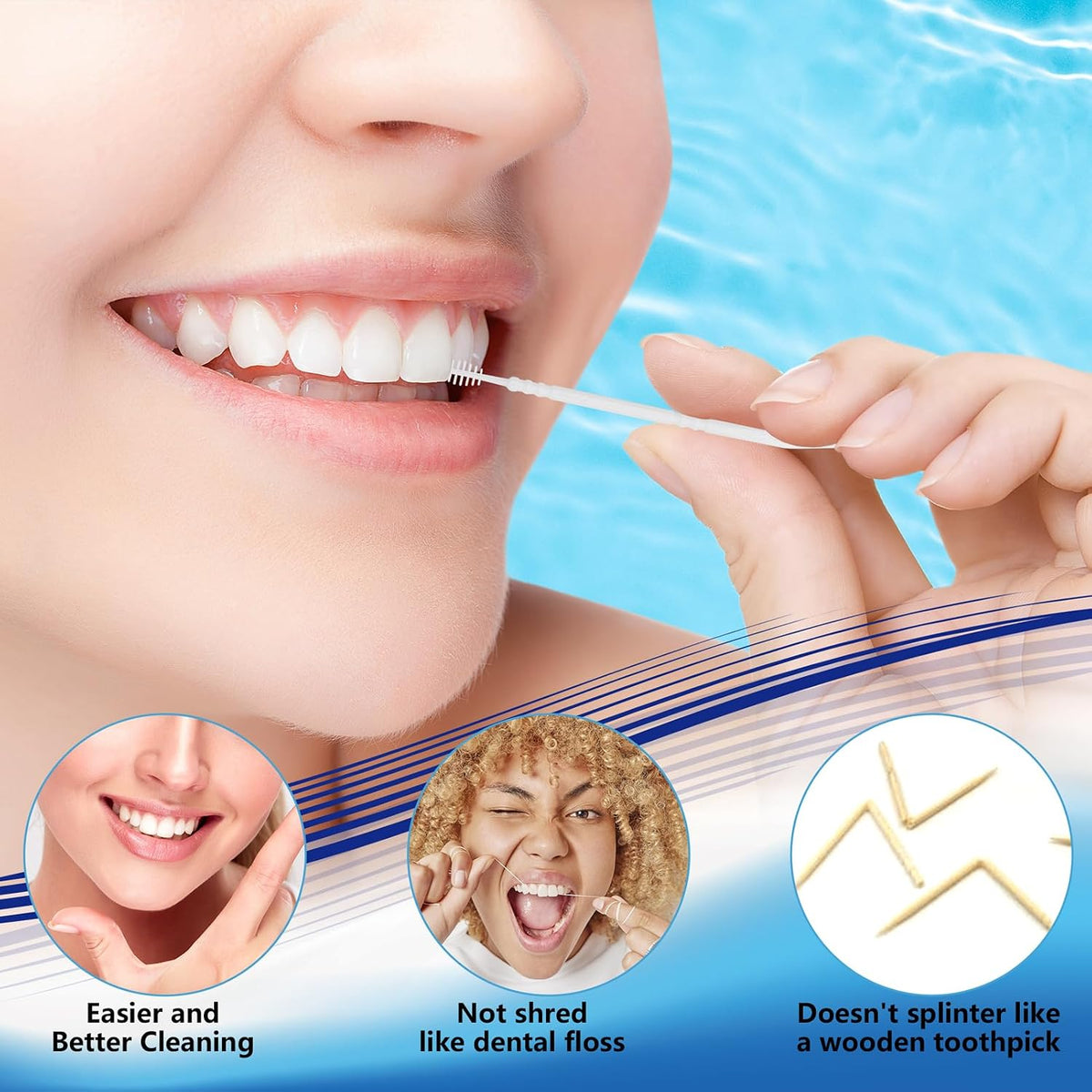 DanTicy Brushpicks Interdental Toothpicks,Soft Bristle Dental Floss Picks Toothpicks,Helps Removes Plaque and Debris Between Your Teeth 900PCS (Pack of 3)