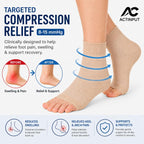 Ankle Brace Compression Sleeve Socks 2 Pack for Women&Men Foot Arch Support | 8-15 mmHg Support for Plantar Fasciitis Relief, Heel Pain, Arch & Ankle Support, Foot Brace, Open Toe Design?Beige S/M?