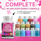 Vaginal Probiotics for Women with Cranberry, D-Mannose, Prebiotics, pH Balance Support, Feminine Health, Urinary Tract Cleanse – Capsule Alternative to Gummies – 60 Count