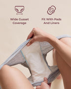 Momcozy 7-Pack 100% Cotton Disposable Postpartum Underwear, Wide Gusset | Individually sealed and breathable, gentle on sensitive skin, with a wide gusset designed to securely hold maxi pads