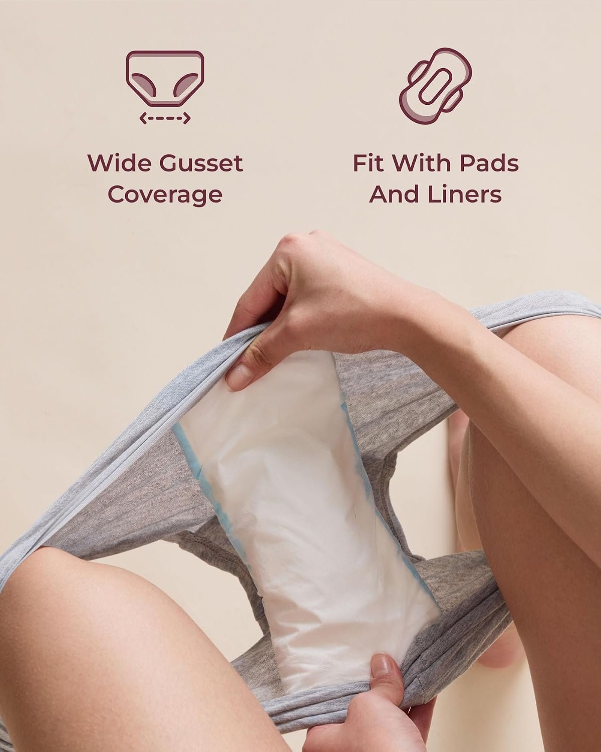 Momcozy 7-Pack 100% Cotton Disposable Postpartum Underwear, Wide Gusset | Individually sealed and breathable, gentle on sensitive skin, with a wide gusset designed to securely hold maxi pads