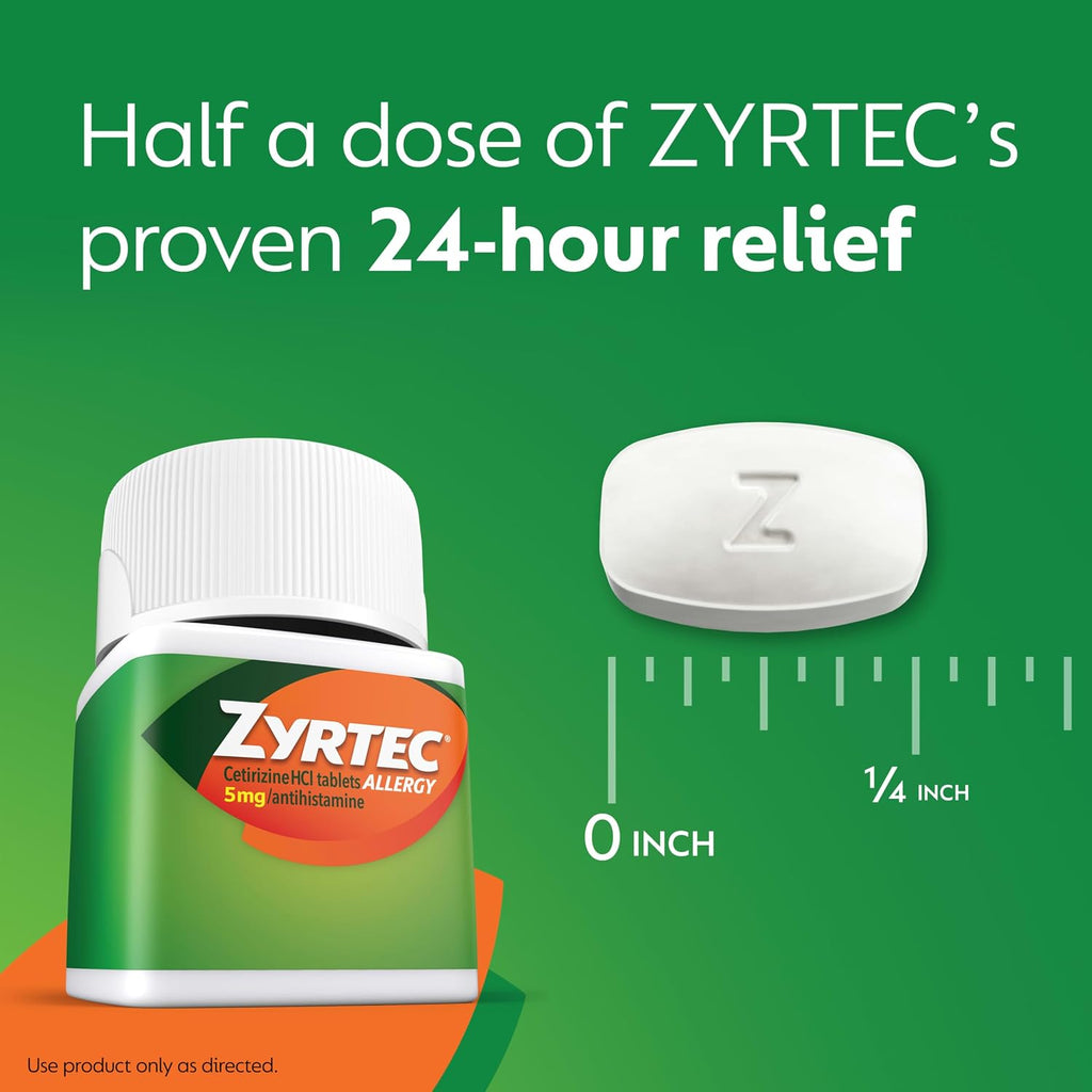 Zyrtec 24-Hour Allergy Relief Tablets, 5 mg Cetirizine HCl, 35 ct | Indoor & Outdoor Adult Allergy Medicine, Low Dose, Relief from Runny Nose, Sneezing, Itchy Eyes, plus Dust Mold & Pet Dander