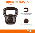 Amazon Basics Cast Iron Kettlebell for Strength Training, Textured Wide Handle, Black
