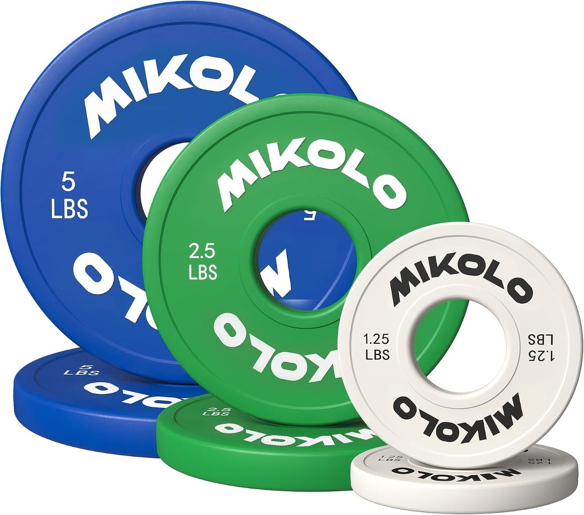 Mikolo Chang Weight Plates 1.25LB 2.5LB 5LB 10LB Set Fractional Plates Set Bumper Plates for Cross Training Fit 2 Inch Barbells Strength Train Weight Plates