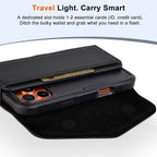 Leather Cell Phone Holster with Card Holder and Belt Clip Protective Case for iPhone Pro Max, Plus 17 16 15 14 13 12, Samsung Galaxy FE, Plus S26 S25 S24 S23 S22, L-Black