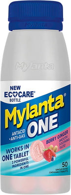 Mylanta One Antacid Tablets, Berry Ginger, Fast Relief, 50 Ct