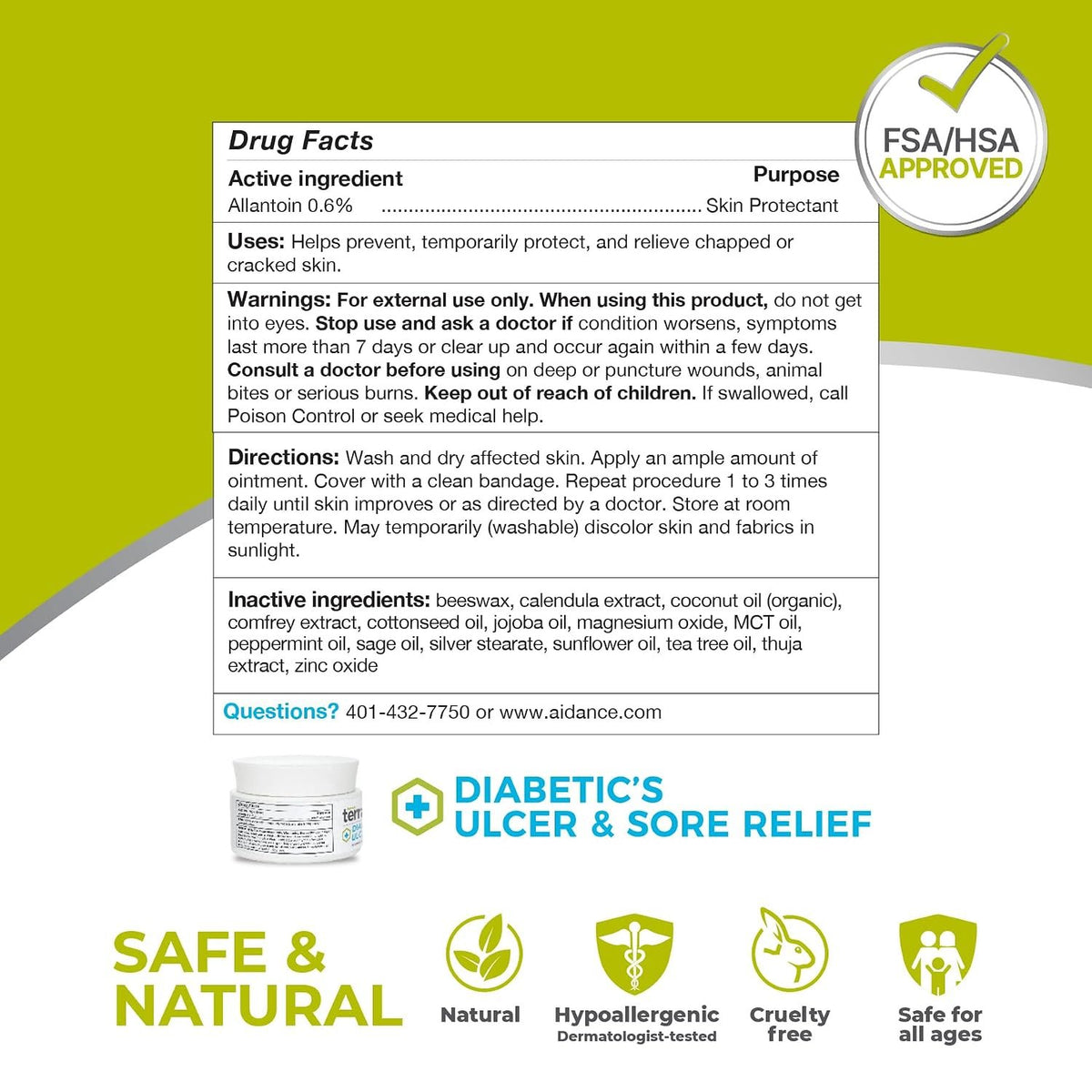 terrasil Foot Ulcer & Sore Relief, Diabetic Foot Cream, 1.5oz | Natural Diabetic Foot Cream. Soothes & moisturizes dry, cracked skin & diabetic ulcers. Hypoallergenic Approved