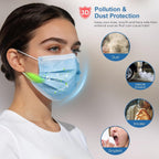Blue Disposable Face Masks 100 pcs