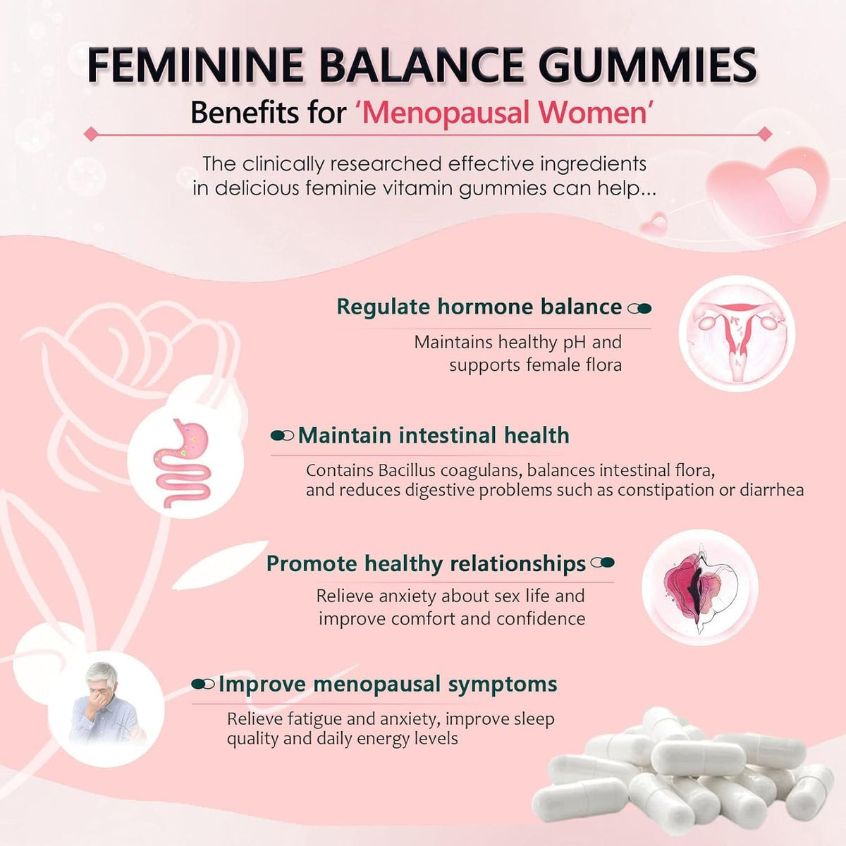 Feminine Gummies Pineapple - 60 Gummies pH Balance&ImmuneFeminine Supports Women's Health - Ph Balance,Healthy Odor, Supports Gut Immune Health